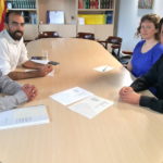 El nou director de l’Observatori del Paisatge de Catalunya, Pere Sala, amb Josep Maria Rufí i Gerard Cruset, i Laura Puigbert