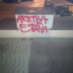 Pintades feixistes al Jardí 1 d'Octubre de Palamós | Imatge del CDR Palamós Calonge