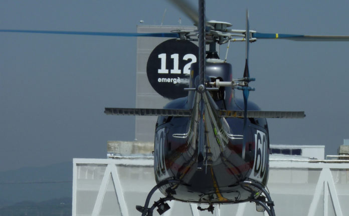 Helicòpter sobrevolant el centre de trucades de Catalunya CAT112 a Reus | Imatge de Protecció Civil