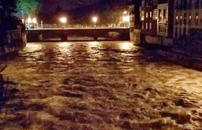 El Riu Daró durant les fortes tempestes al Baix Empordà