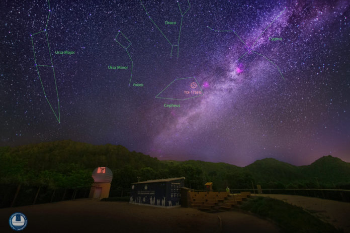 Imatge de l'ubicació de l'exoplaneta que ha descobert l'Observatori Astronòmic de l'Albanyà - Imatge cedida a l'ACN per l'Observatori Astronòmic d'Albanyà
