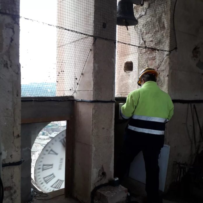 Reparació del campanar de Calonge